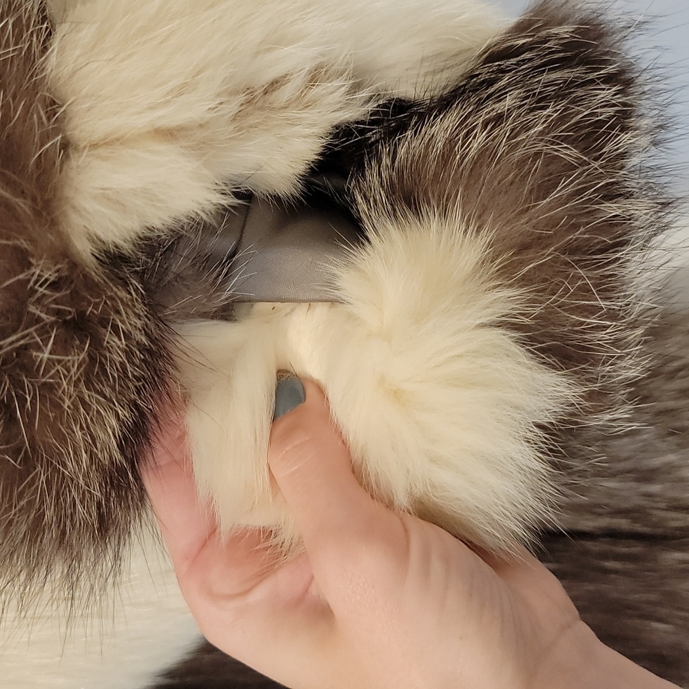 Authentic Vintage Fox Fur Jacker Coat Medium Dual Color Brown White - Picture 15 of 16